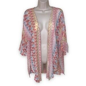 Rods Western Wear Kimono Ruana Style Top Boho Ethnic Ruffle Flounce Southwest